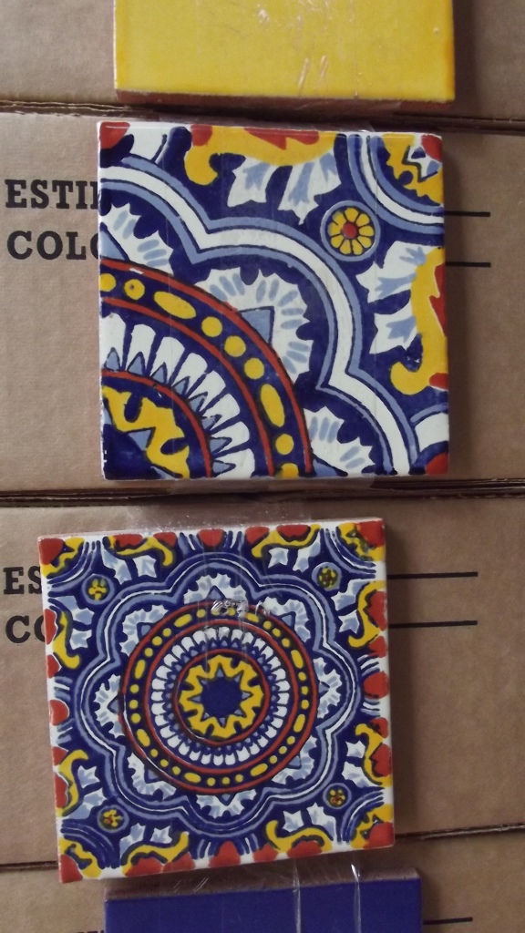 This will be combined with blue and yellow tiles. And some smaller Talavera tiles